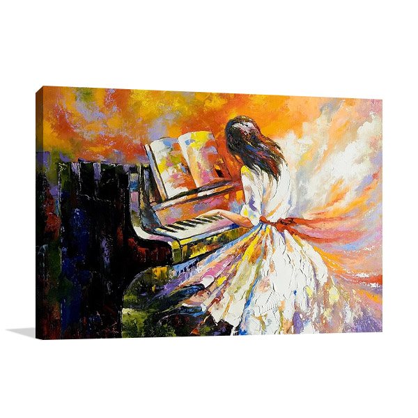 Girl Playing on the Piano Print