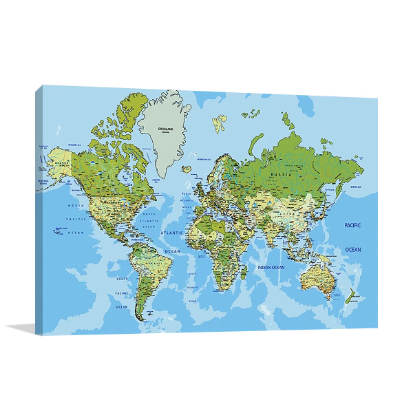 Global World Map Canvas Print