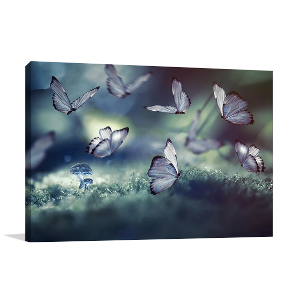 Glowing Butterflies Print on Canvas