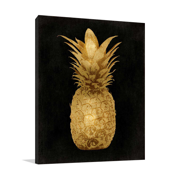 Gold Pineapple on Black I Wall Art Print