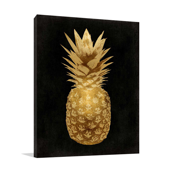 Gold Pineapple on Black II Wall Art Print