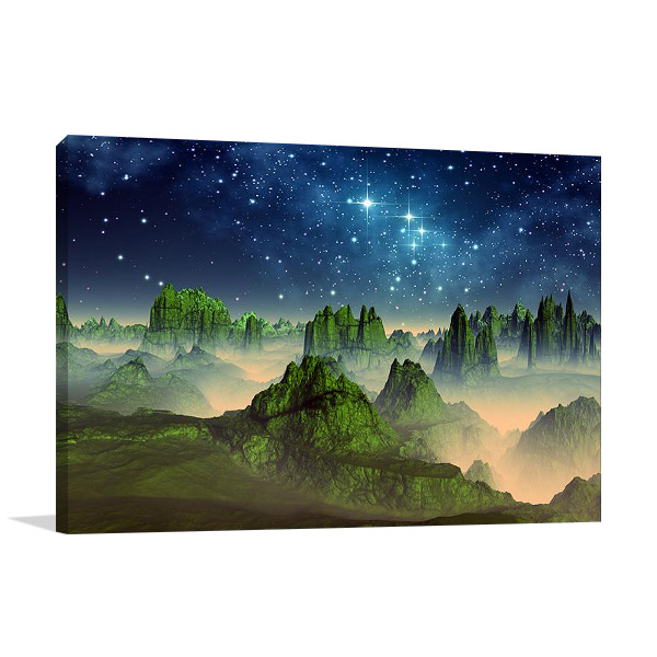 Green Fantasy Mountain Canvas Print