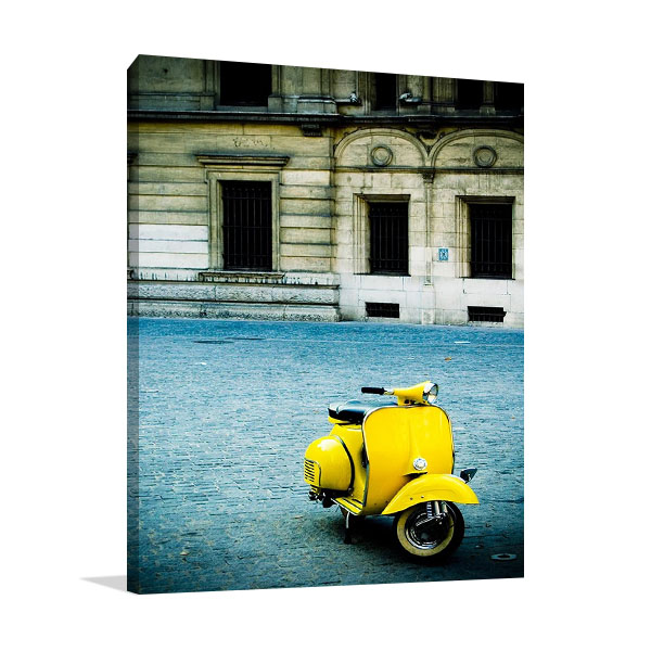 Italy Yellow Vespa Print on Canvas