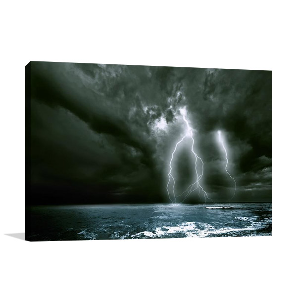 Lighting Over the Sea Print on Canvas