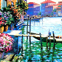 Hand Painted Mediterranean Oil Paintings on Canvas