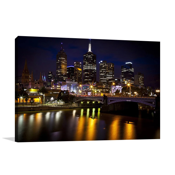 Melbourne Skyline at Night Wall Print