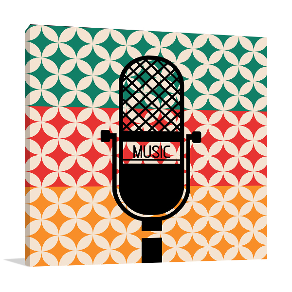 Microphone Music Retro Wall Art Print