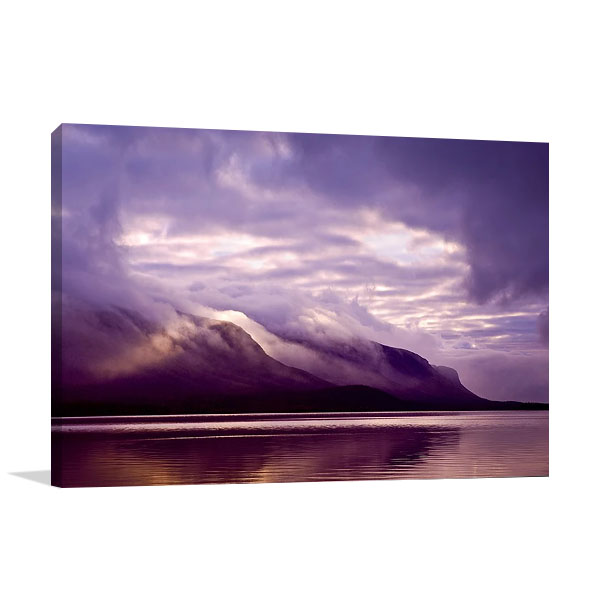 Misty Lake Coast Print on Canvas