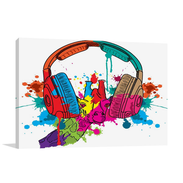 Musical Headphones Wall Print