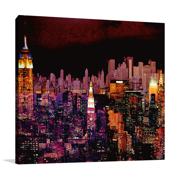 New York by Night Wall Art Print