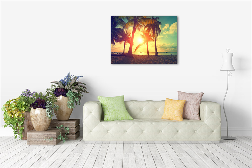 Canvas Print Beach Orange Sunset