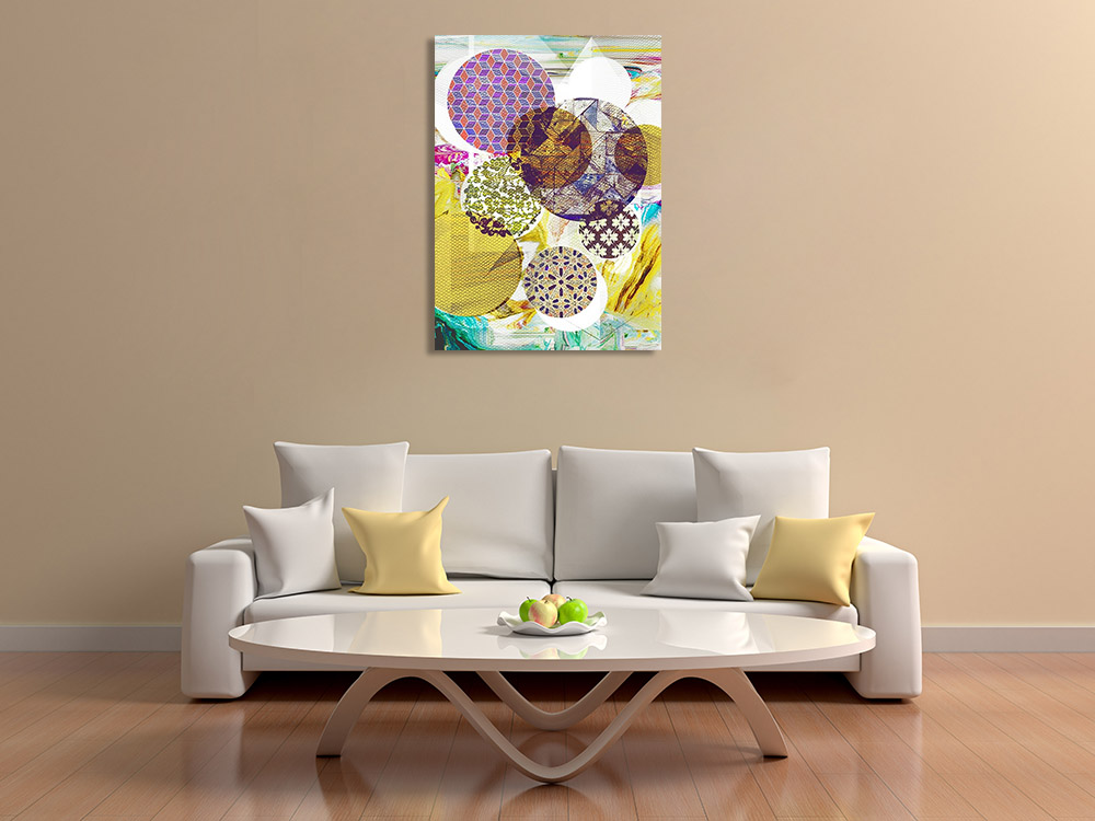 Yellow Purple Abstract Circles Art Print