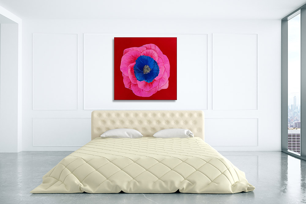 Pink Floral Print on Canvas