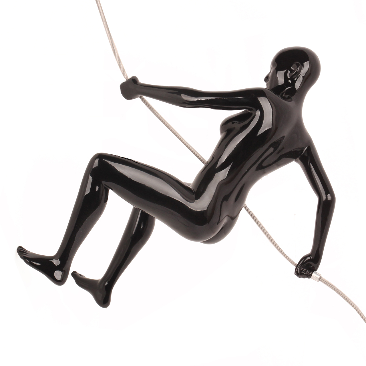 Poly Resin Climbing Woman Black