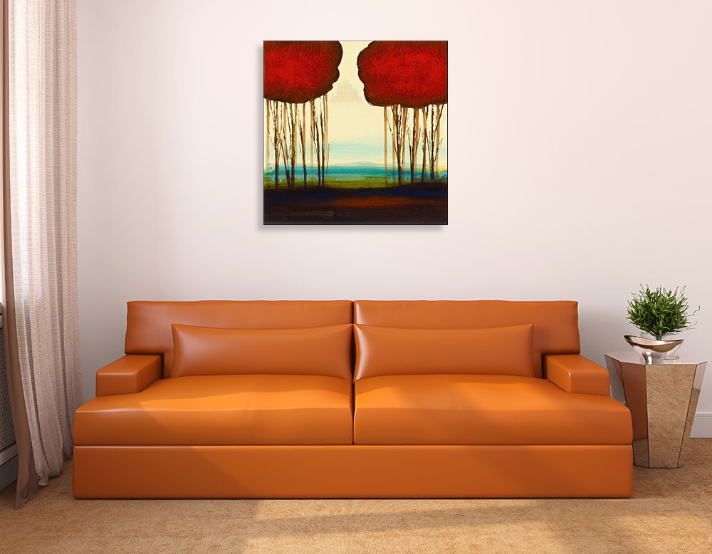 Abstract Red Trees Canvas Print