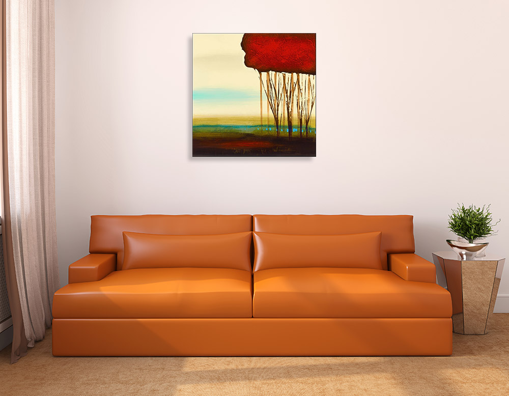 Abstract Red Trees Canvas Art