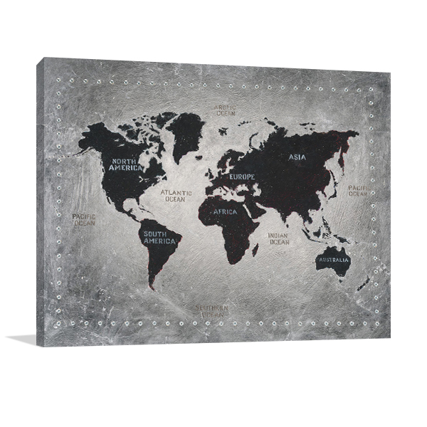 Riveting World Map Wall Art Print