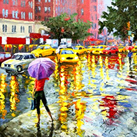 Hand Painted Streetscape Art Oil Paintings on Canvas