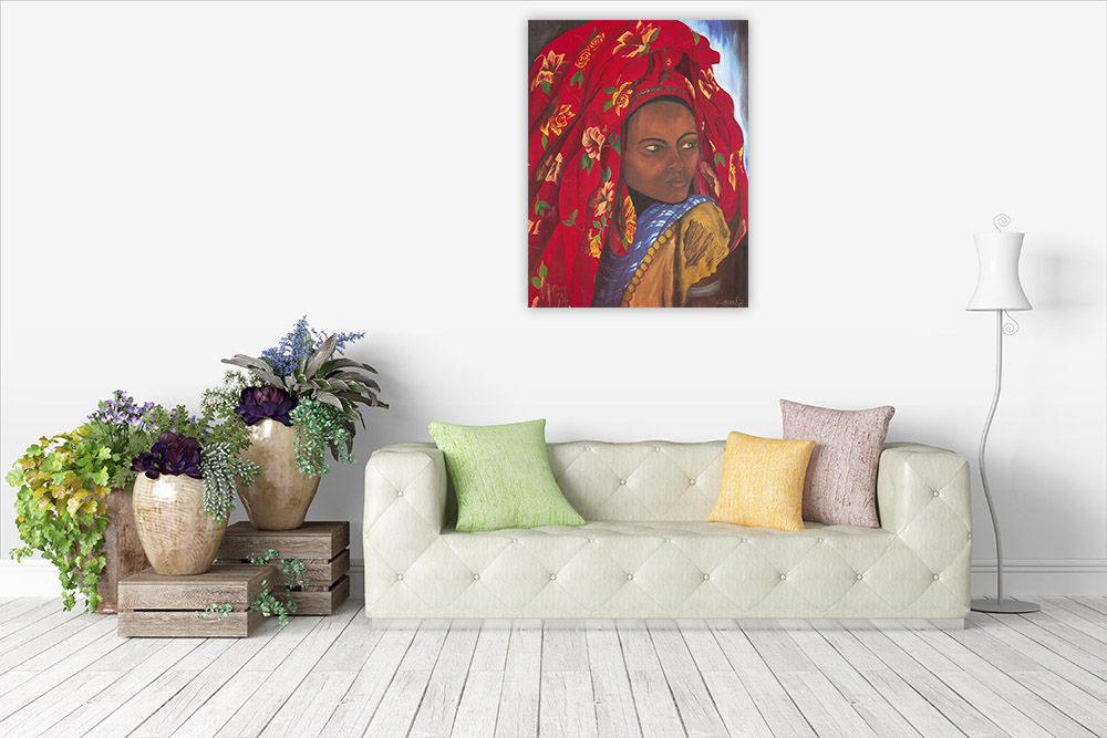 Red African Fashion Canvas Art