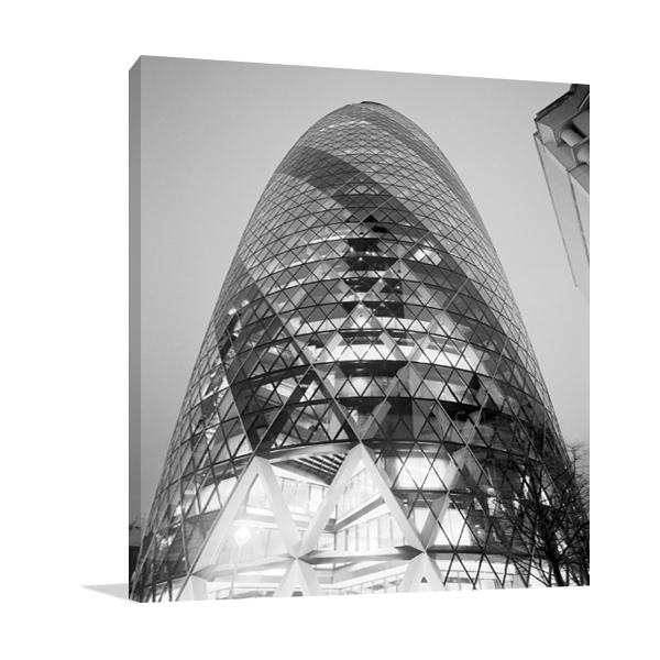 The London Gherkin at Night Wall Art Print