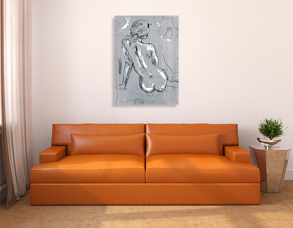 Figurative Grey Print on Canvas