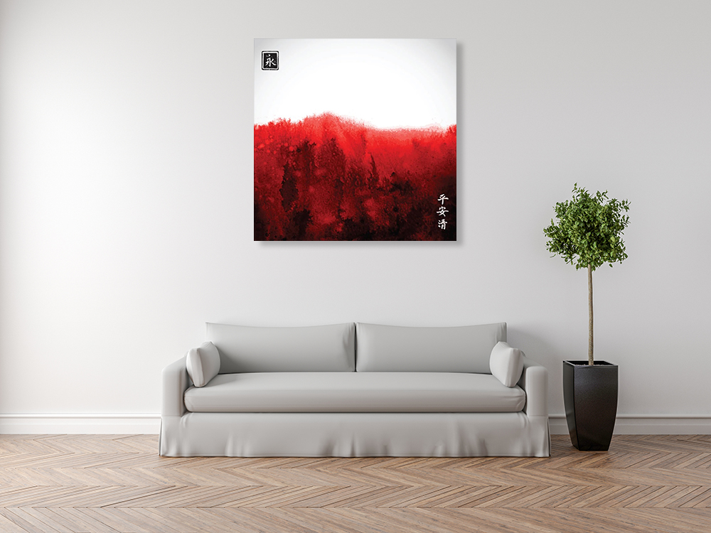 Square Red Print on Canvas