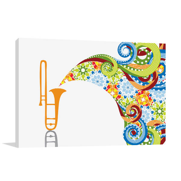 Trombone In Abstract Canvas Prints
