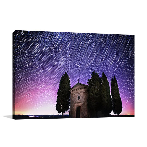 Tuscany Sky Star Trails Print on Canvas