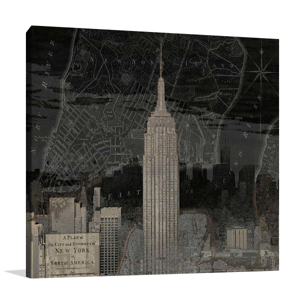 Vintage New York in Black I Print