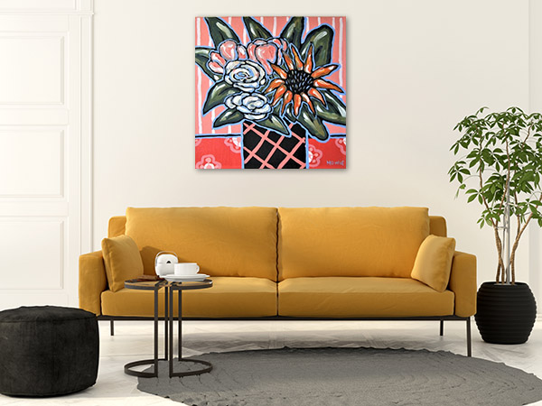 Floral Artwork Hand Paint Canvas