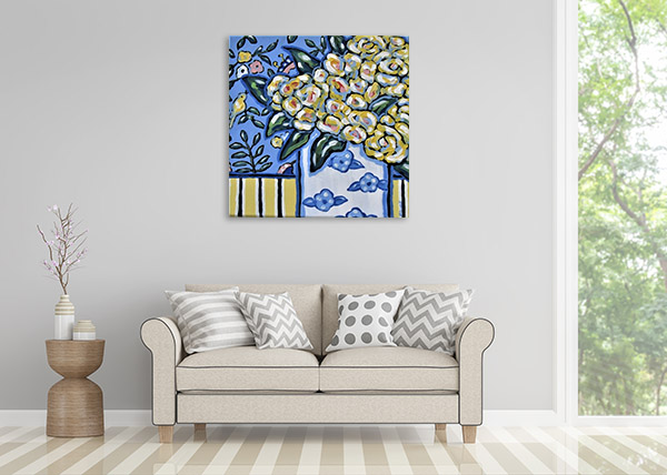 Square Floral Paintings on Canvas