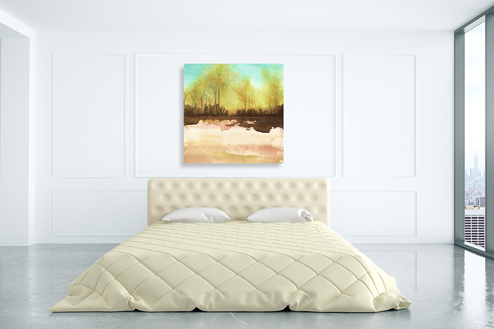 Square Watercolour Art Print on Canvas