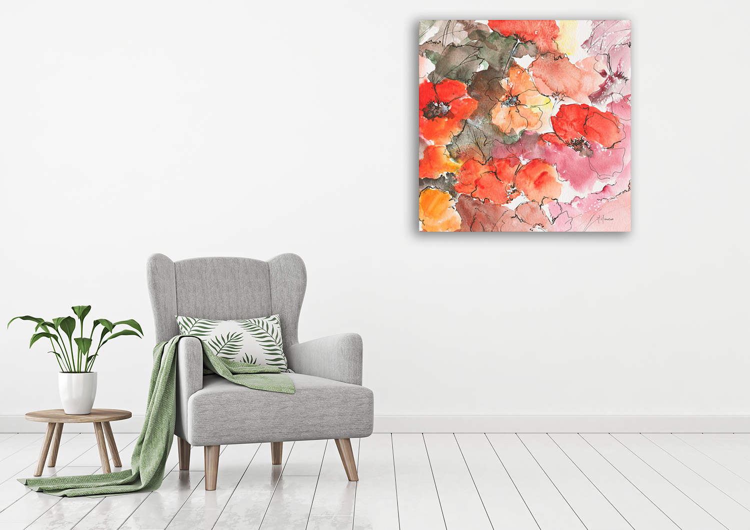 Square Floral Wall Art Print