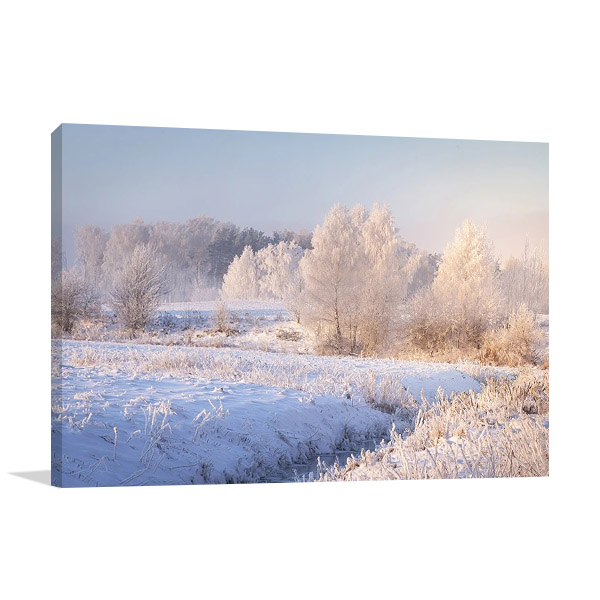 White Winter Forest Print on Canvas
