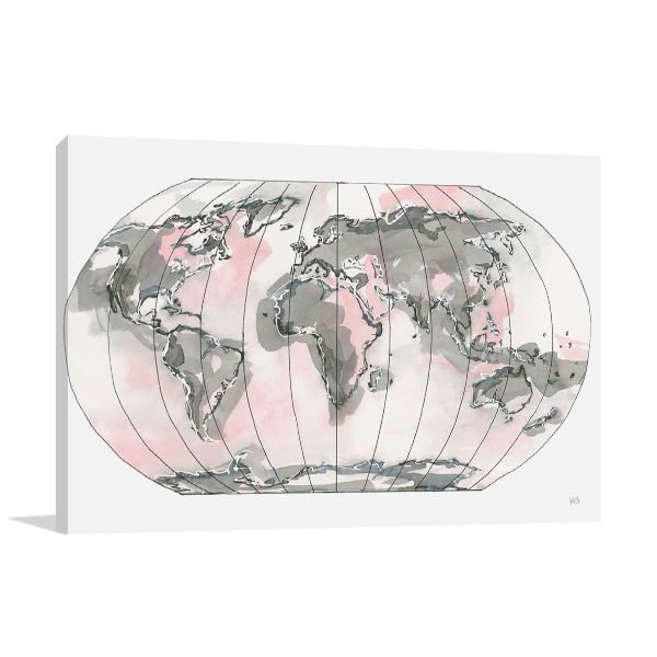 World Map Blush Wall Art Print