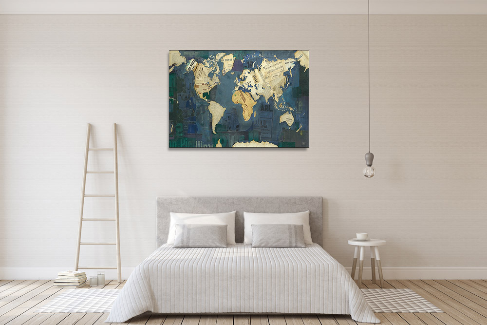 Countries Blue Green Art Map Print