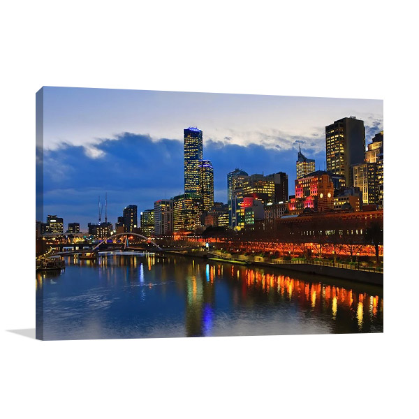 Melbourne Yarra River Night Scene Print