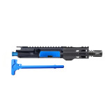 AR15 Pistol Upper Assembly / 5" 5.56 Nato / ANODIZED BLUE, firearm upper receiver with blue anodized finish and parts.
