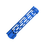 10-inch Anodized M-Lok Rail Blue, lightweight tactical firearm accessory with a sleek blue finish and multiple cutouts for reduced weight and airflow.