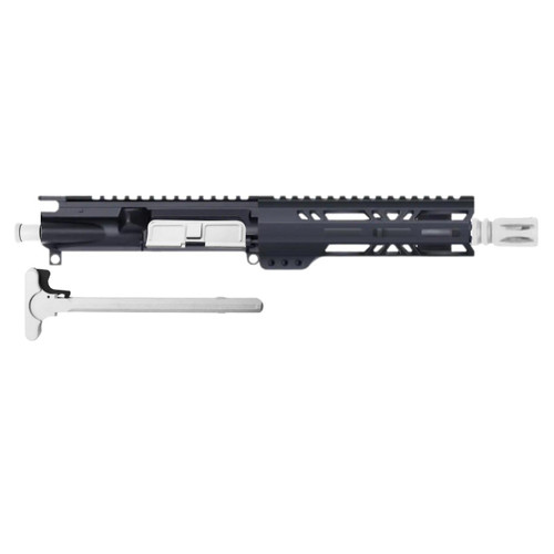 AR15 Pistol Upper Assembly, 7.5-inch 5.56 NATO, white finish, lightweight tactical rifle part with free-floating handguard.