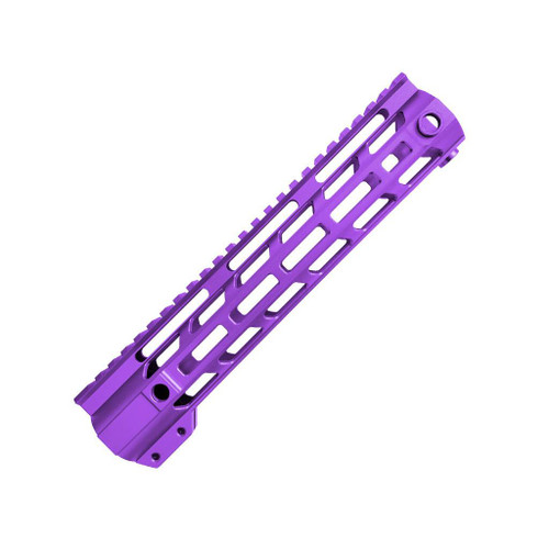 10 inch Anodized M-Lok Rail Purple, lightweight tactical firearm accessory with cutouts for reduced weight and enhanced modularity.