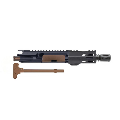 AR15 Pistol Upper Assembly, 5-inch 300 AAC, Anodized Bronze, with barrel, handguard, and muzzle device.