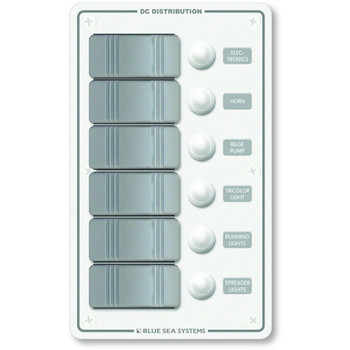 Blue Sea 8273 Water Resistant Panel - 6 Position - White - Vertical  [8273]