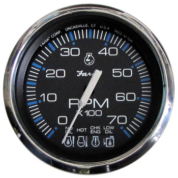Faria Chesapeake Black SS 4" Tachometer w\/Systemcheck Indicator - 7,000 RPM (Gas - Johnson\/Evinrude Outboard)  [33750]