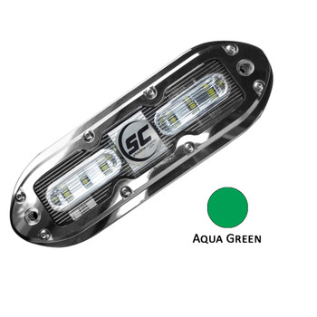 Shadow-Caster SCM-6 LED Underwater Light w\/20' Cable - 316 SS Housing - Aqua Green  [SCM-6-AG-20]