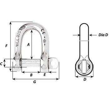 Wichard Self-Locking D Shackle - Diameter 10mm - 13\/32" [01205]