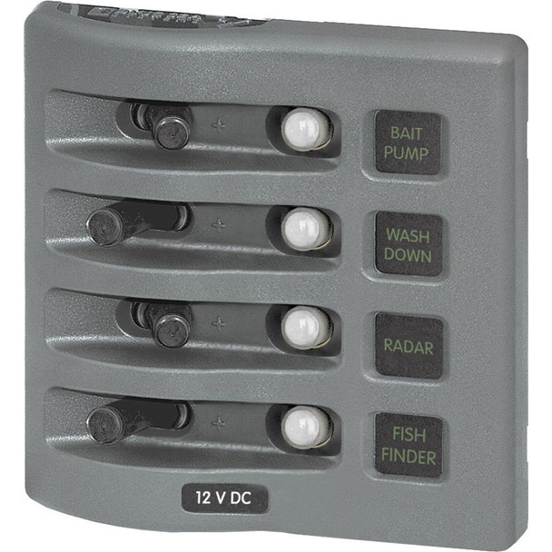 Blue Sea 4374 WeatherDeck Water Resistant Circuit Breaker Panel - 4 Position - Grey  [4374]