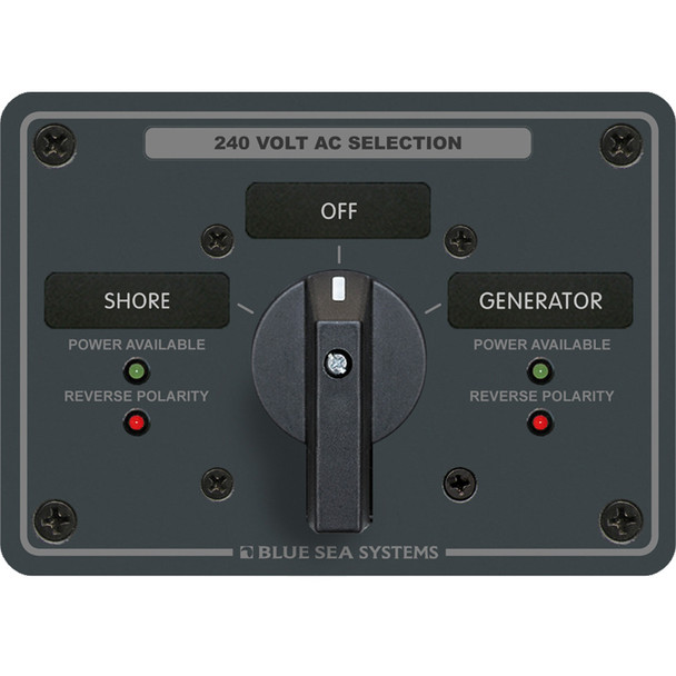 Blue Sea 8363 AC Rotary Switch Panel 65 Ampere 2 Positions + OFF, 3 Pole  [8363]