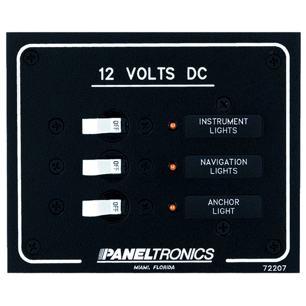 Paneltronics Standard DC 3 Position Breaker Panel w\/LEDs  [9972207B]