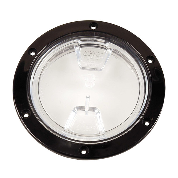 Beckson 4" Clear Center Screw Out Deck Plate - Black  [DP40-B-C]